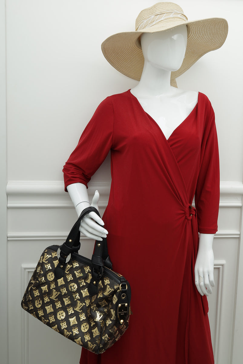 Louis Vuitton Tricolor Monogram Leather Trim Dress