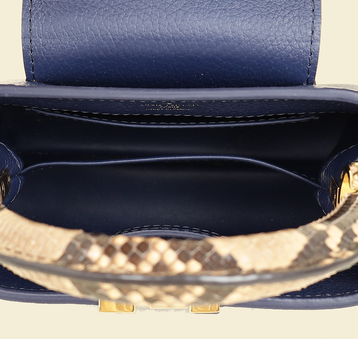 Louis Vuitton Blue Mini Capucine Python Details Bag