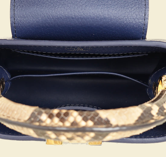 Louis Vuitton Blue Mini Capucine Python Details Bag