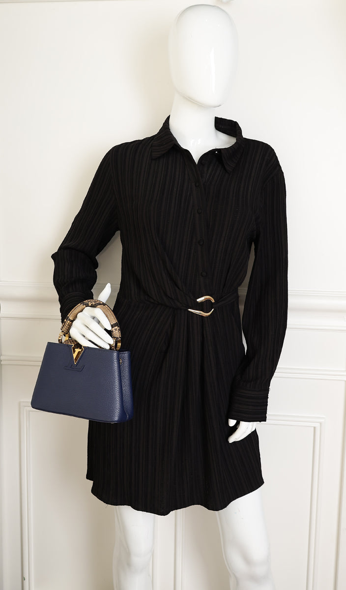 Louis Vuitton Blue Mini Capucine Python Details Bag