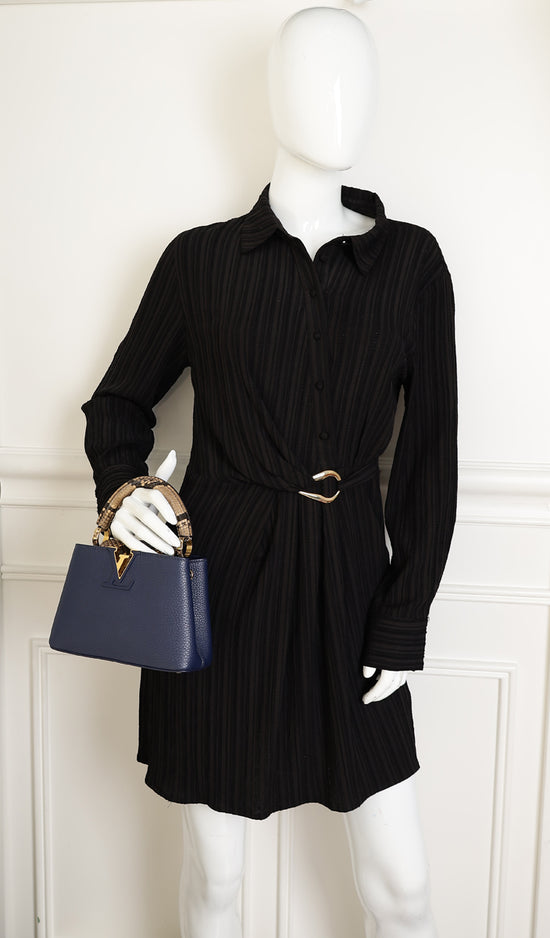 Louis Vuitton Blue Mini Capucine Python Details Bag