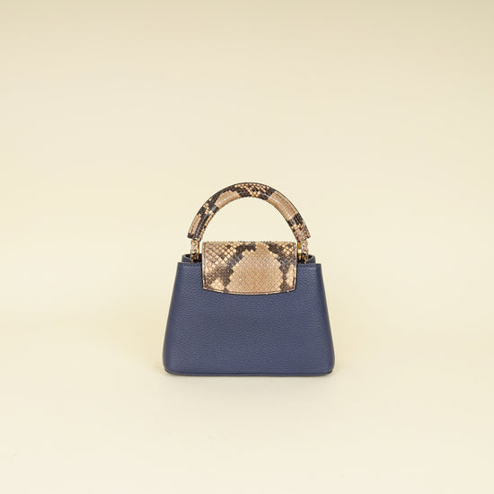 Louis Vuitton Blue Mini Capucine Python Details Bag