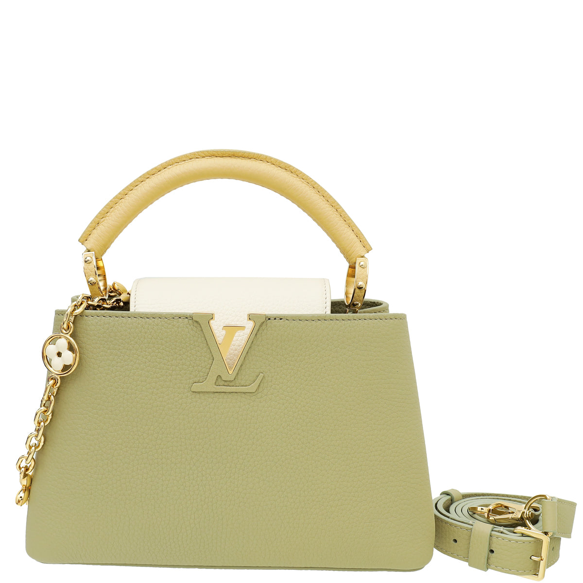 Louis Vuitton Tricolor Capucines BB Adorned Bag W/ Enamel Monogram Flowers Chain-Louis Vuitton-THE CLOSET