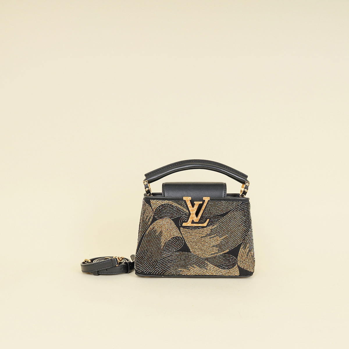 Louis Vuitton Bicolor Satin Beaded Embroidered Cruella Mini Capucines Bag-Louis Vuitton-THE CLOSET