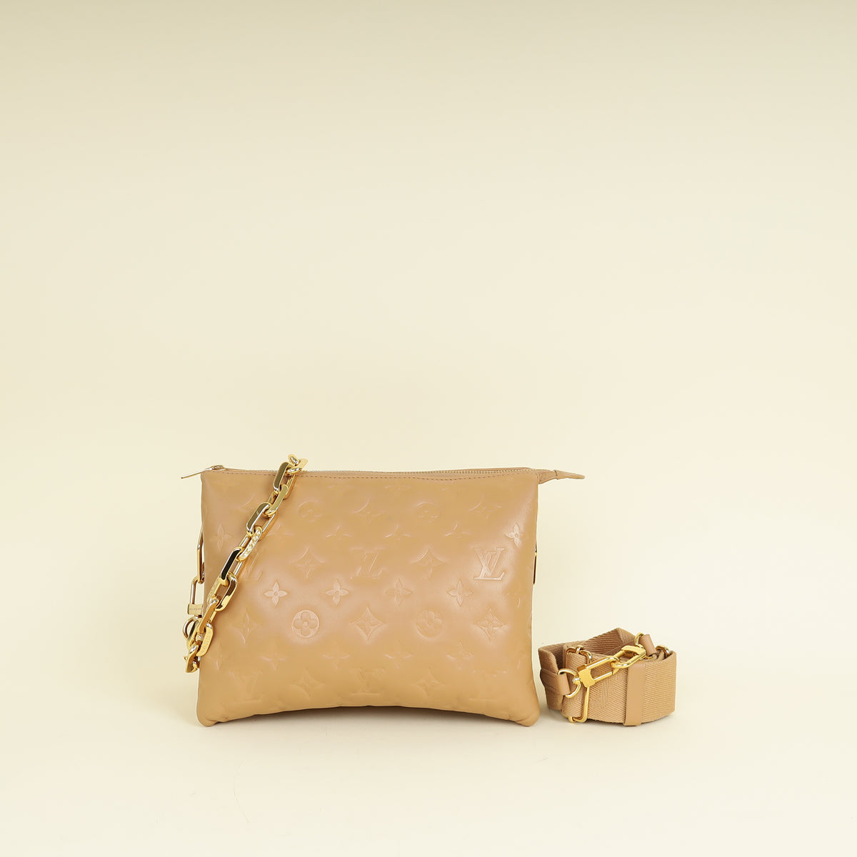 Louis Vuitton Camel Monogram Embossed Puffy Coussin PM Bag