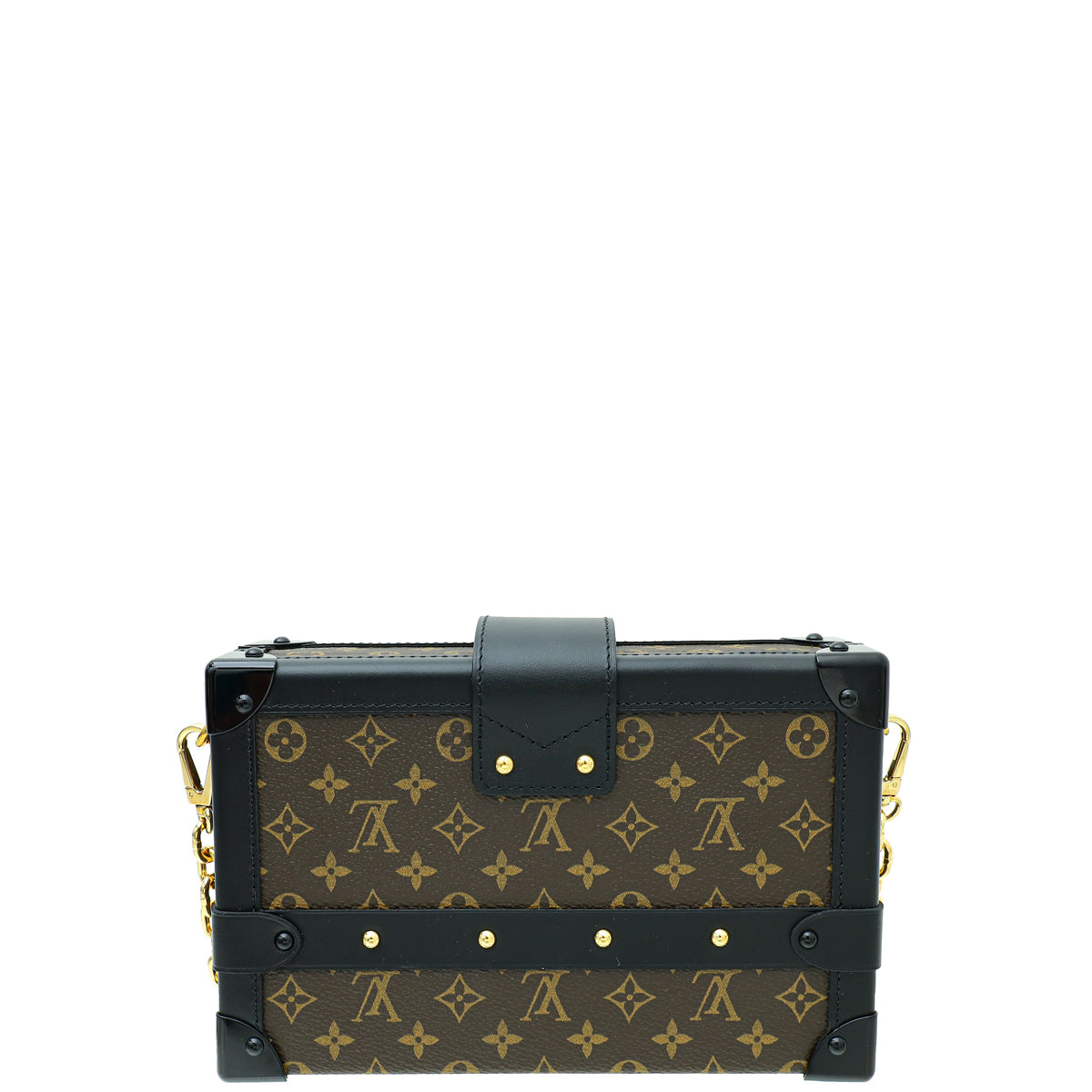Louis Vuitton Monogram Black Petite Malle Bag W/ Chain