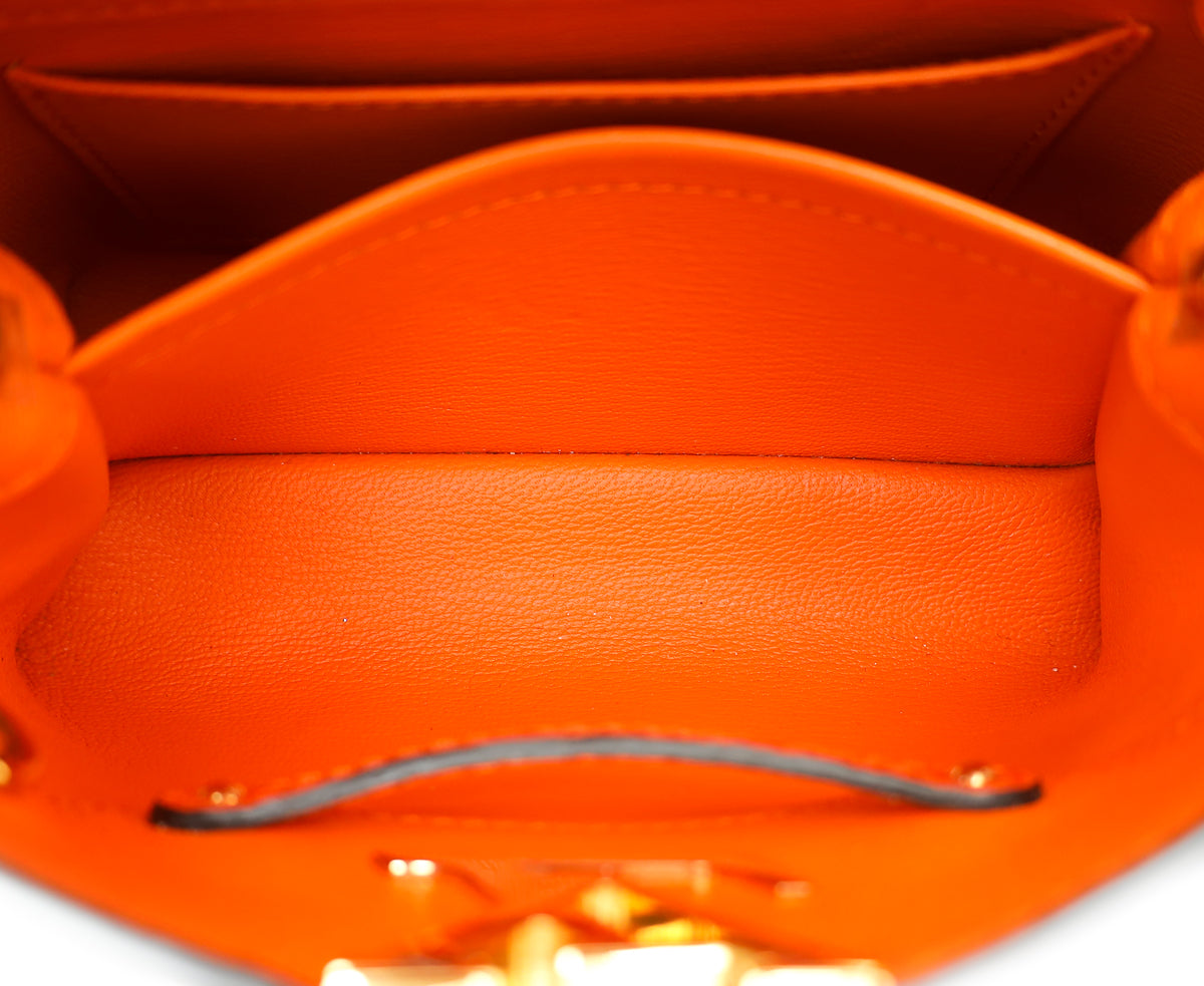 Louis Vuitton Orange Shiny Alligator Mini Capucines Bag