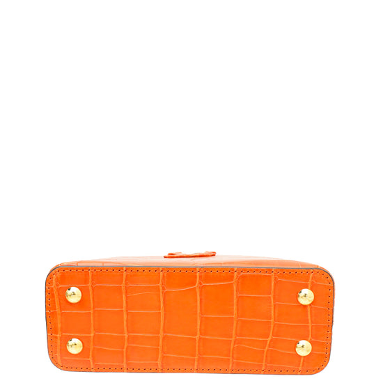 Louis Vuitton Orange Shiny Alligator Mini Capucines Bag