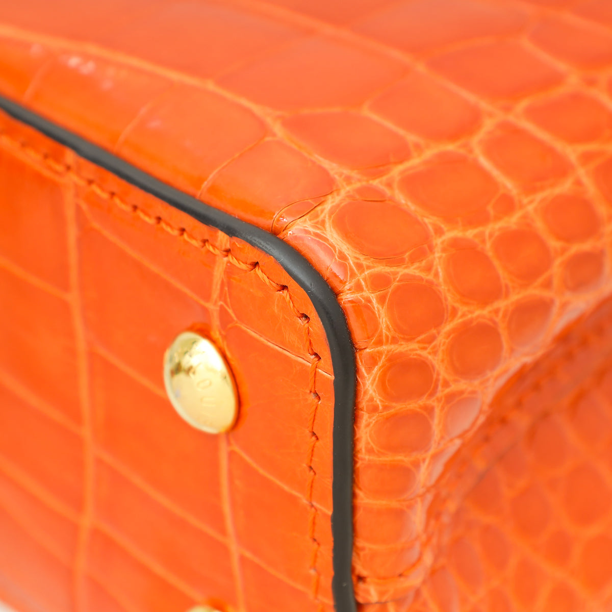 Louis Vuitton Orange Shiny Alligator Mini Capucines Bag