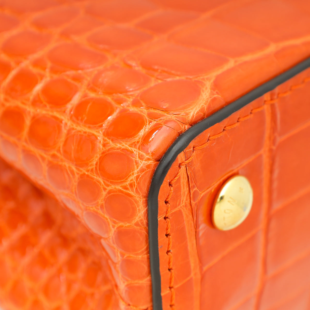 Louis Vuitton Orange Shiny Alligator Mini Capucines Bag