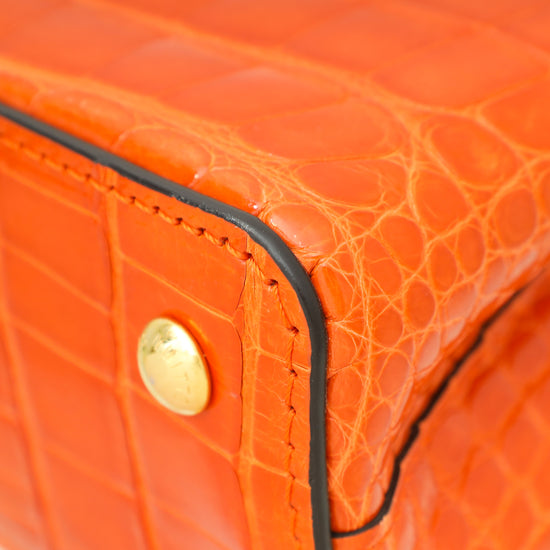 Louis Vuitton Orange Shiny Alligator Mini Capucines Bag