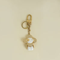 Louis Vuitton White Crystal Vivienne Key Holder Bag Charm
