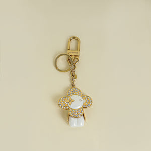Louis Vuitton White Crystal Vivienne Key Holder Bag Charm