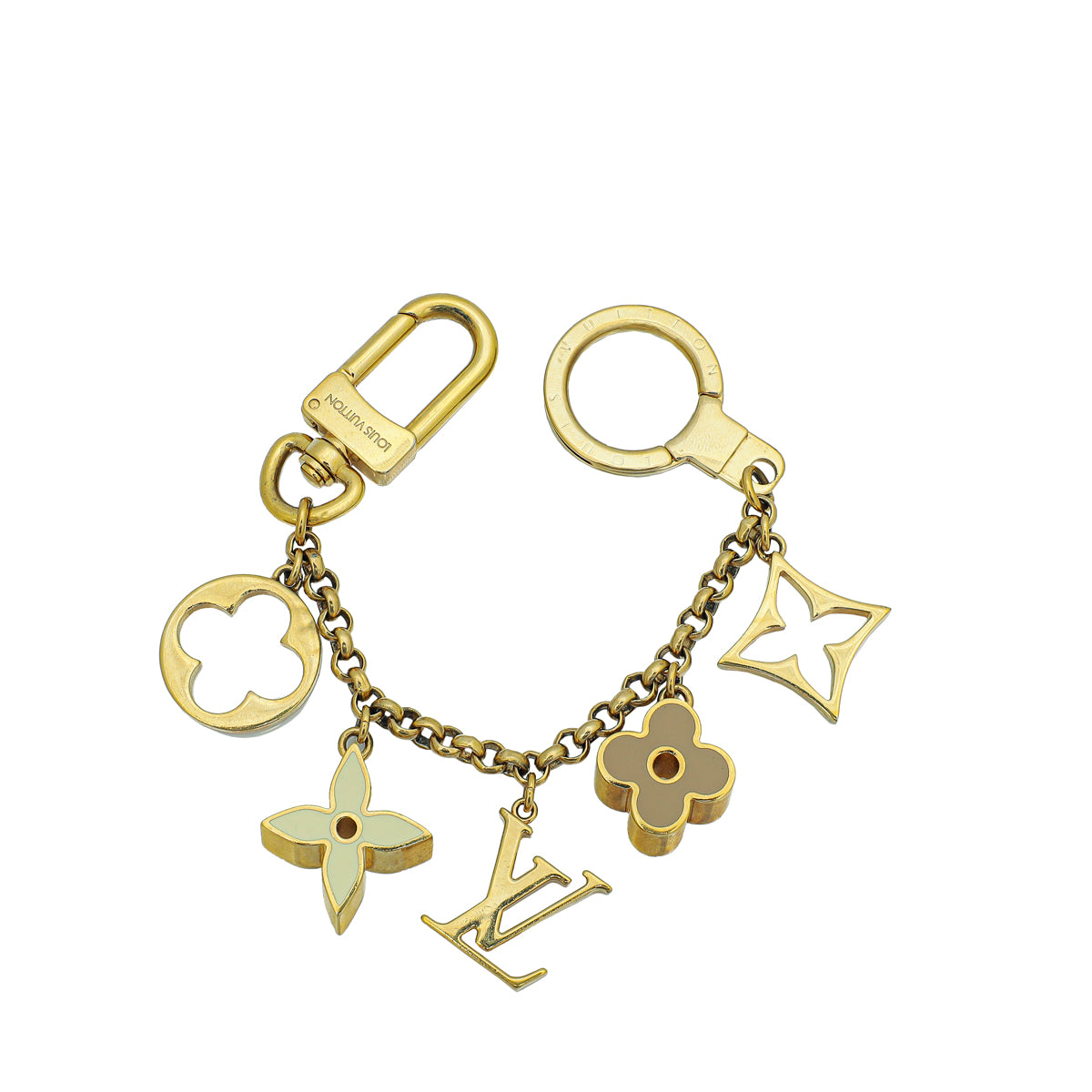 Louis Vuitton Gold Finish Fleur de Monogram Bag Charm Chain