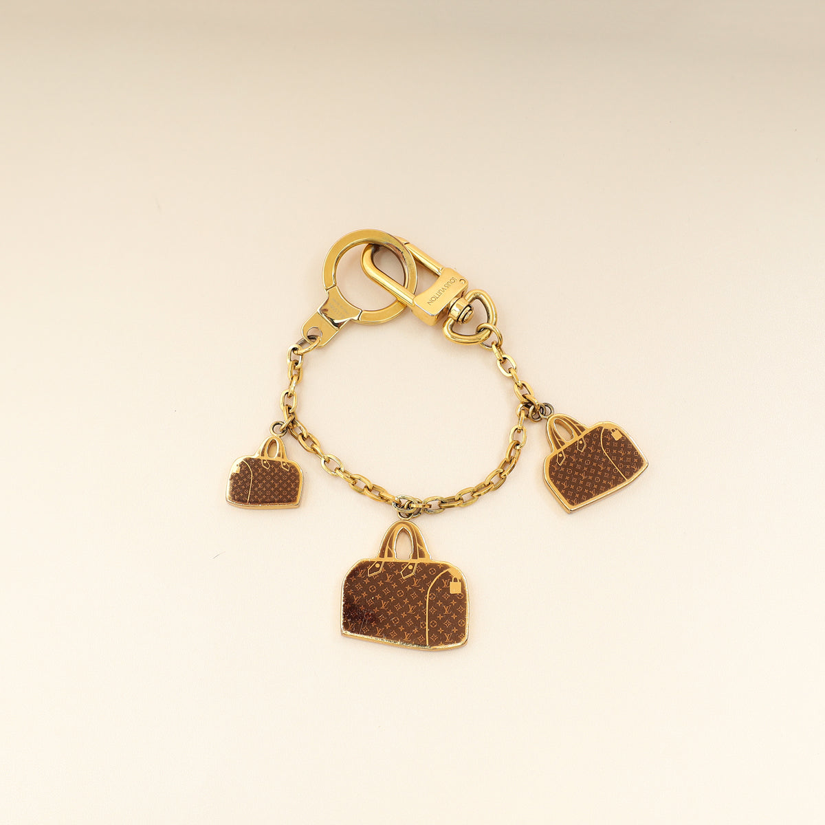 Louis Vuitton Gold Monogram Iconic Speedy Bag Charm Chain-Louis Vuitton-THE CLOSET