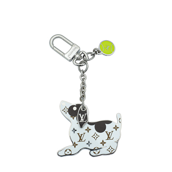 Louis Vuitton White Multicolor Dog Key Holder Bag Charm – The Closet