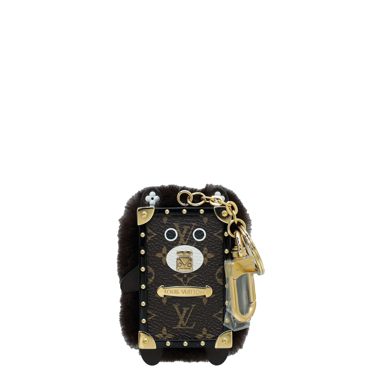 Louis Vuitton Monogram Brown Wild Fur Eye-Trunk Bear Bag Charm