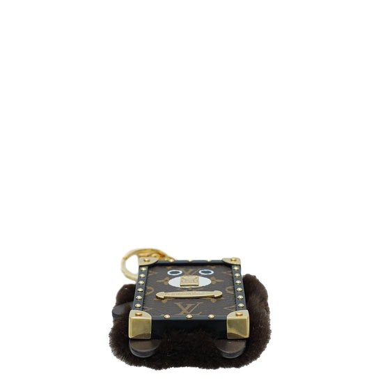 Louis Vuitton Monogram Brown Wild Fur Eye-Trunk Bear Bag Charm