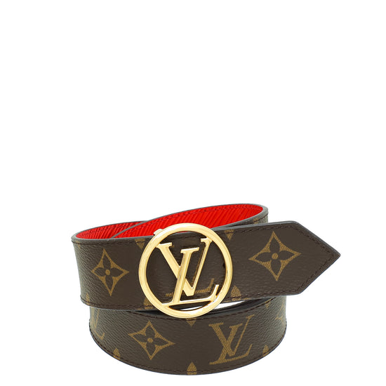 Louis Vuitton Monogram Coquelicot LV Circle 35mm Reversible Belt 36