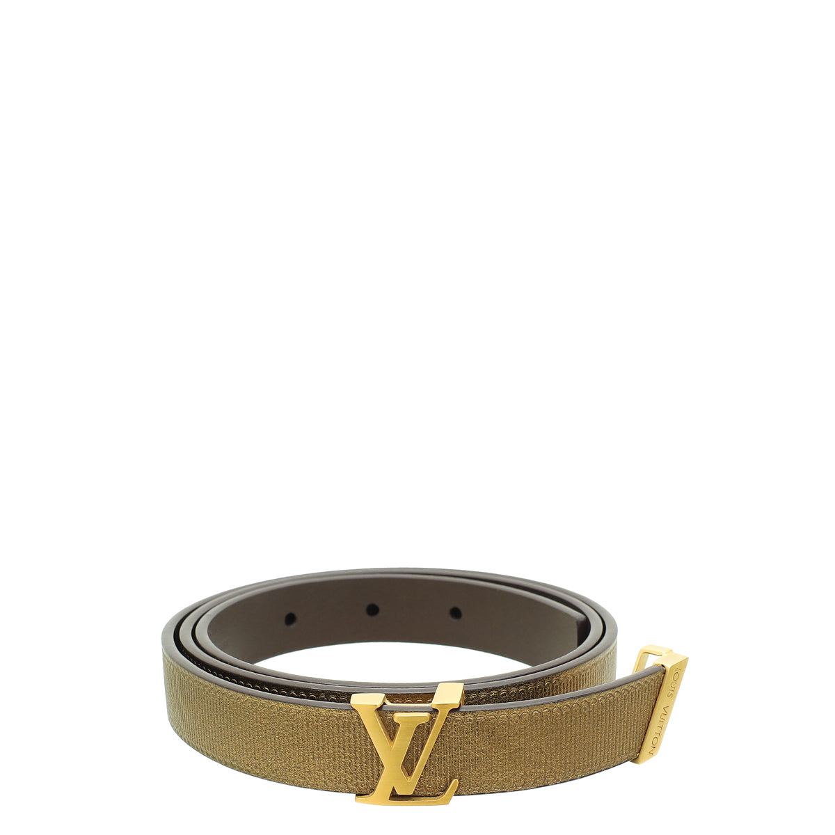 Louis Vuitton Bronze Metallic Initials Buckle 20mm Belt 32-Louis Vuitton-THE CLOSET