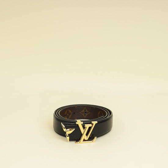 Louis Vuitton Monogram Black Pretty LV 30mm Reversible Belt 34