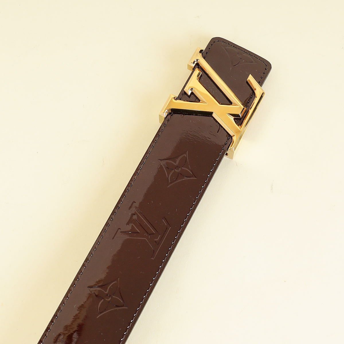 Louis Vuitton Amarante Monogram Vernis Initials Belt 34-Louis Vuitton-THE CLOSET