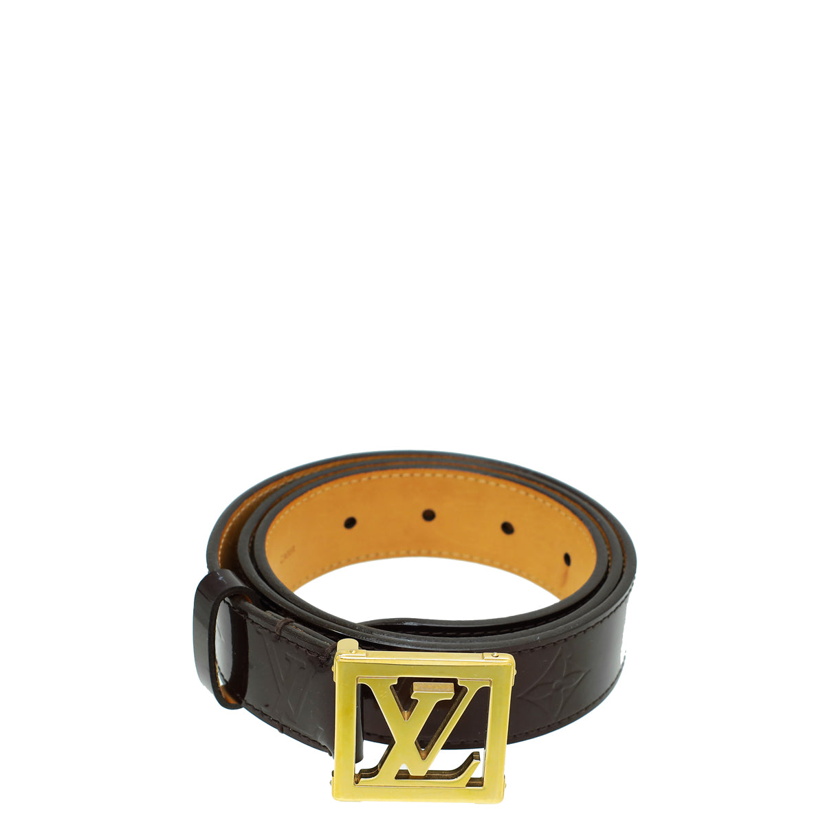 Louis Vuitton Amarante Monogram Vernis LV Frame Buckle Belt 34-Louis Vuitton-THE CLOSET