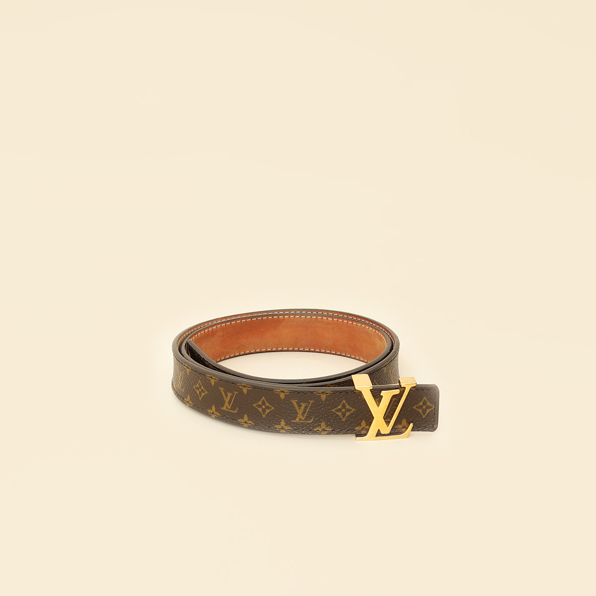 Louis Vuitton Brown Monogram 25mm LV Initials Belt 32-Louis Vuitton-THE CLOSET