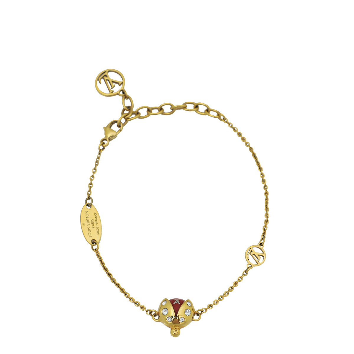 Louis Vuitton Gold Finish Lady Lucky Ladybug Supple Bracelet