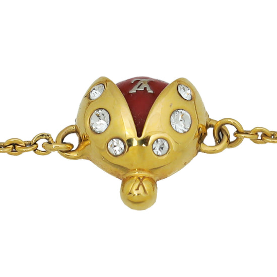Louis Vuitton Gold Finish Lady Lucky Ladybug Supple Bracelet
