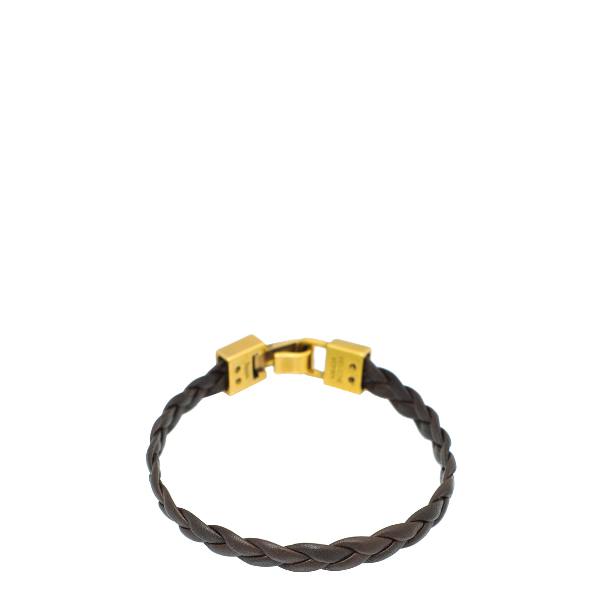 Louis Vuitton Chocolate Braided Leather Triogram Bracelet-Louis Vuitton-THE CLOSET