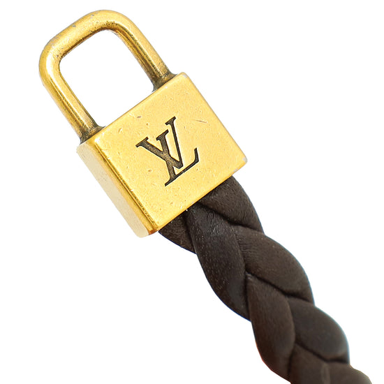 Louis Vuitton Chocolate Braided Leather Triogram Bracelet
