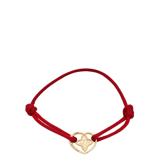 Louis Vuitton 18K Yellow Gold Heart Fleur Cord Bracelet