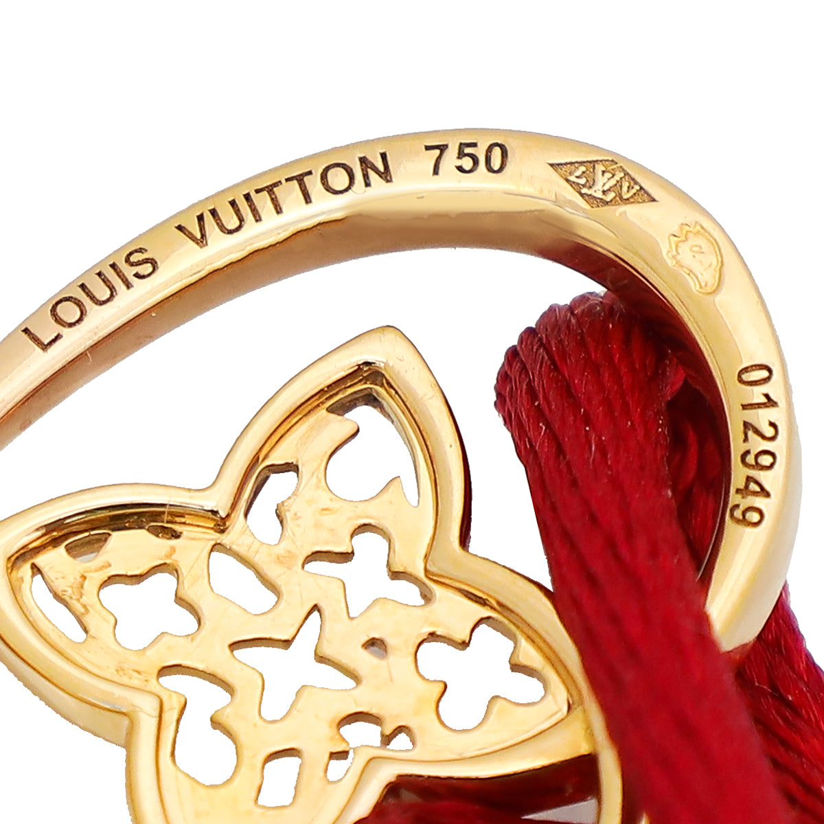 Louis Vuitton 18K Yellow Gold Heart Fleur Cord Bracelet