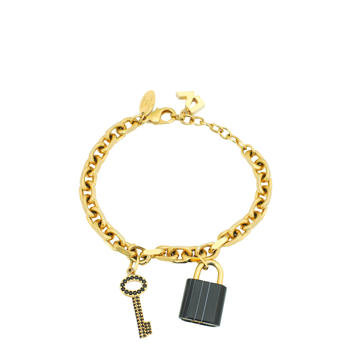 Louis Vuitton Black Crystal Key Padlock Chain Bracelet-Louis Vuitton-THE CLOSET