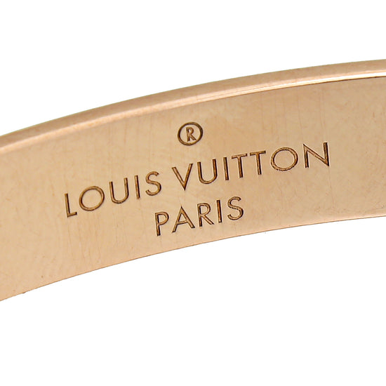 LOUIS VUITTON Brass Monogram Nanogram Cuff S Pink Gold | FASHIONPHILE