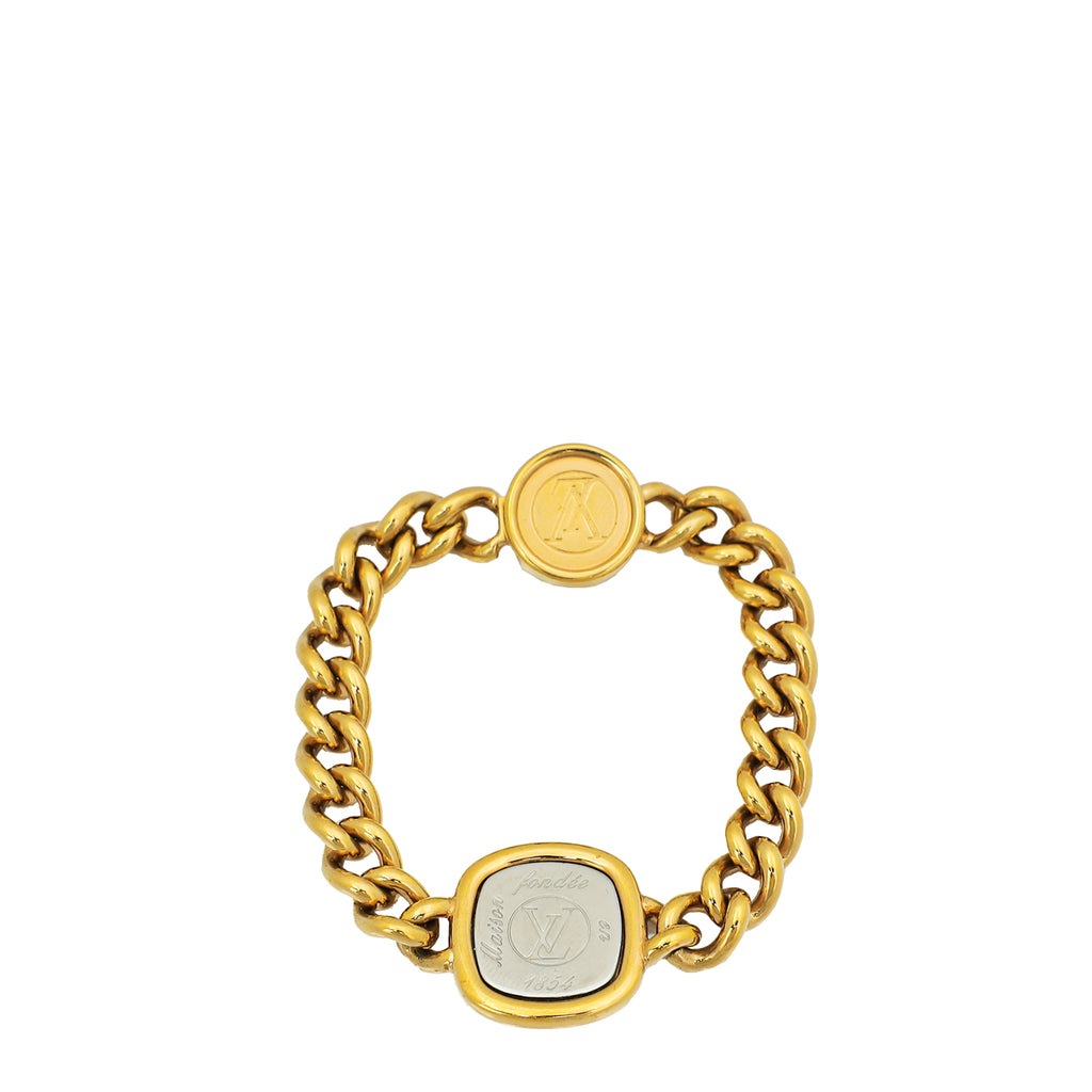 Louis Vuitton Goldtone Chainlink ID Bracelet - Yoogi's Closet