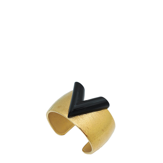 Louis Vuitton Gold Metal Colorama Cuff with Silver V and Rubber
