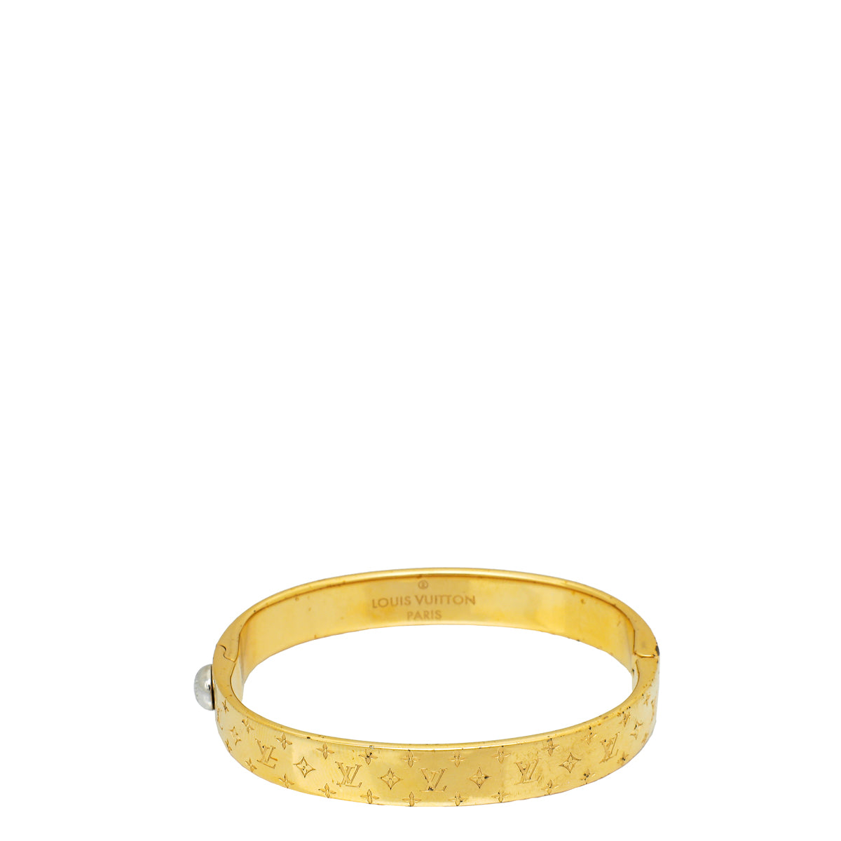 Authentic LOUIS VUITTON Manchette Nanogram Cuff Bracelet Gold