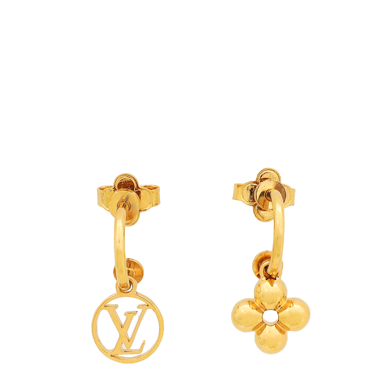 Louis Vuitton Gold Finish Blooming Earrings-Louis Vuitton-THE CLOSET