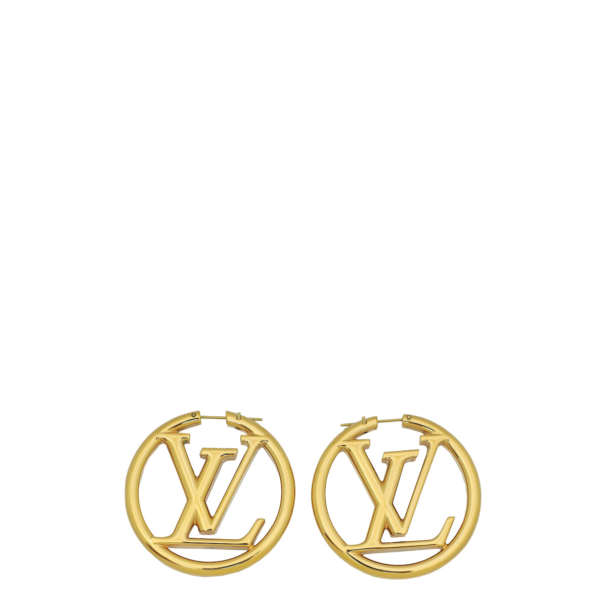 Louis Vuitton Gold Louise Hoop GM Earrings-Louis Vuitton-THE CLOSET
