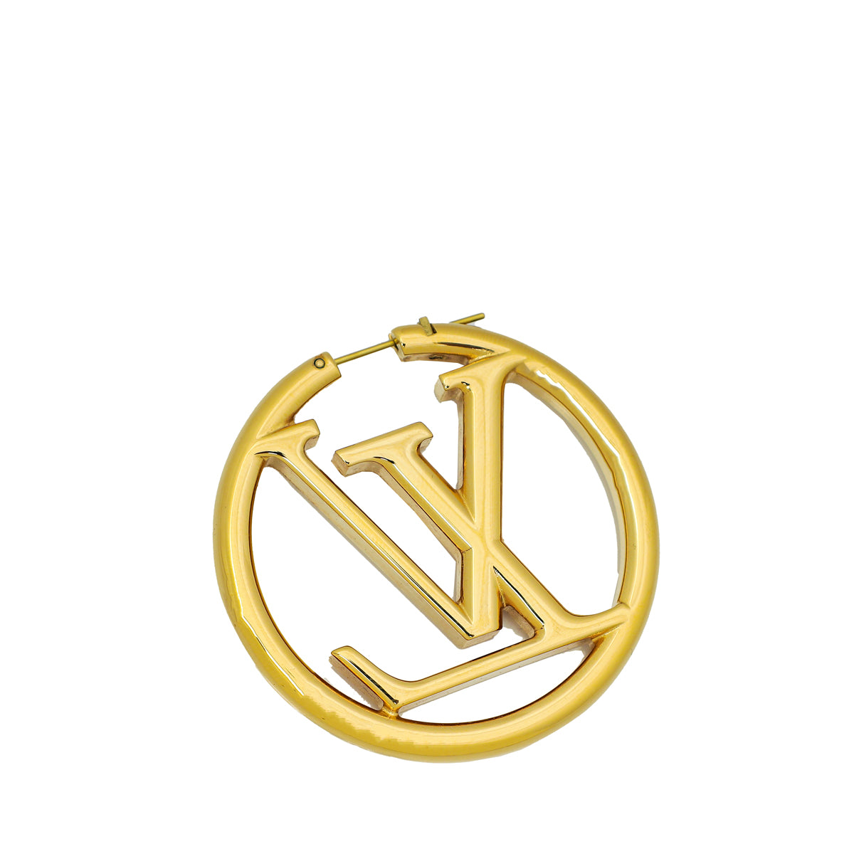 Louis Vuitton Gold Louise Hoop GM Earrings-Louis Vuitton-THE CLOSET