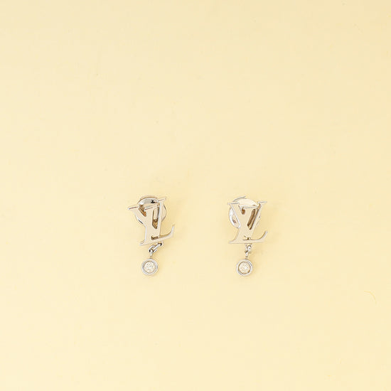 Louis Vuitton 18K White Gold Diamond Idylle Blossom LV Stud Earrings-Louis Vuitton-THE CLOSET