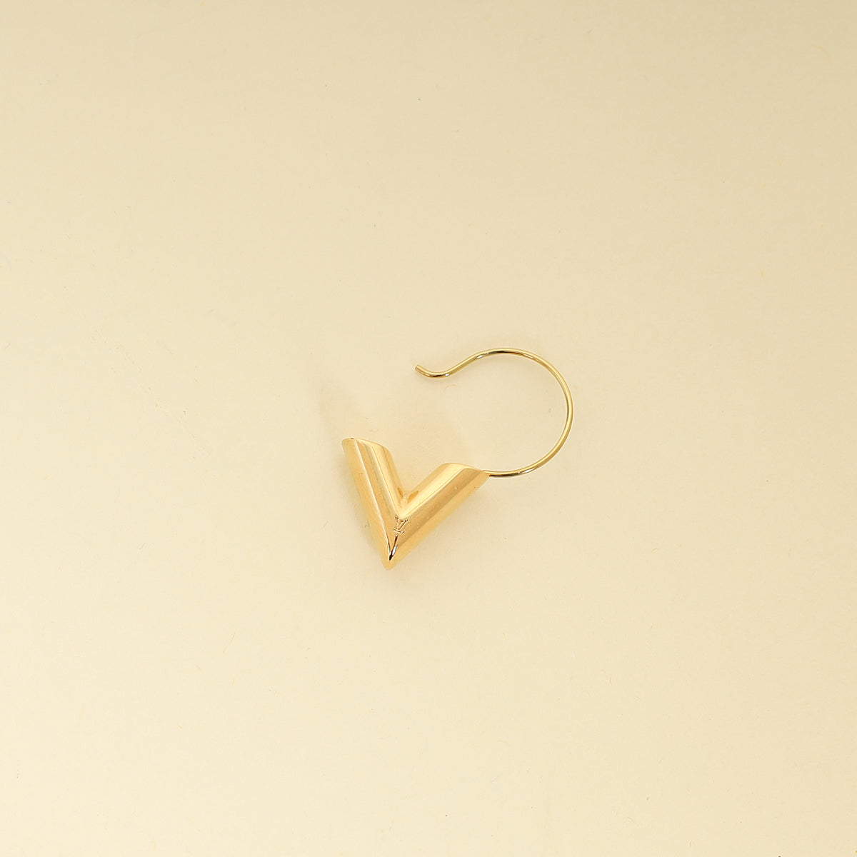 Louis Vuitton Gold Finish Essential V Hoops Earrings-Louis Vuitton-THE CLOSET