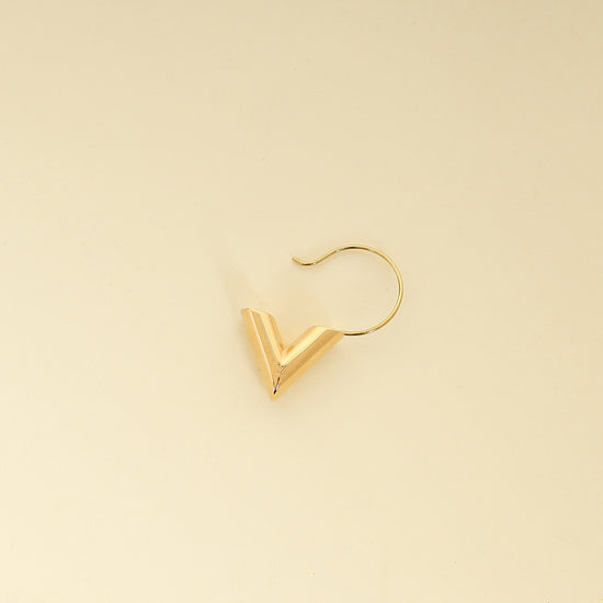 Louis Vuitton Gold Finish Essential V Hoops Earrings-Louis Vuitton-THE CLOSET