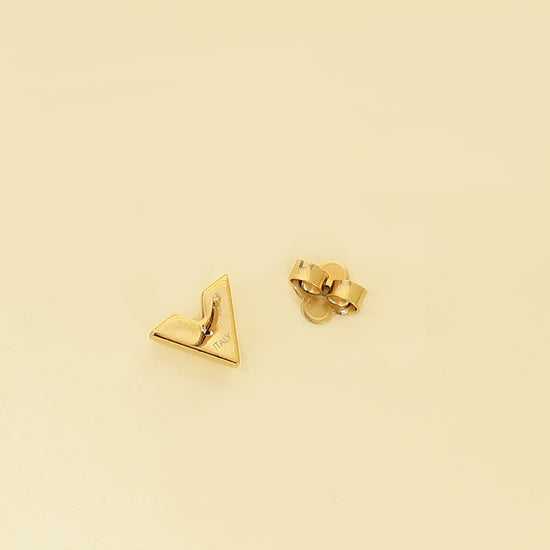 Louis Vuitton Gold Finish Essential V Stud Earrings-Louis Vuitton-THE CLOSET
