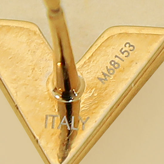 Louis Vuitton Gold Finish Essential V Stud Earrings-Louis Vuitton-THE CLOSET