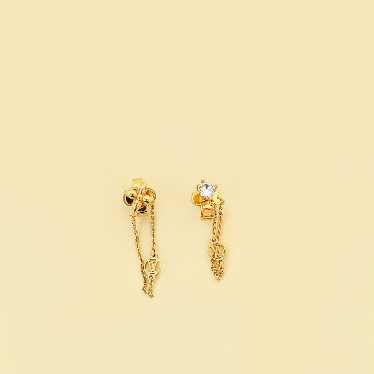 Louis Vuitton Gold Finish Petit Louis Earrings-Louis Vuitton-THE CLOSET
