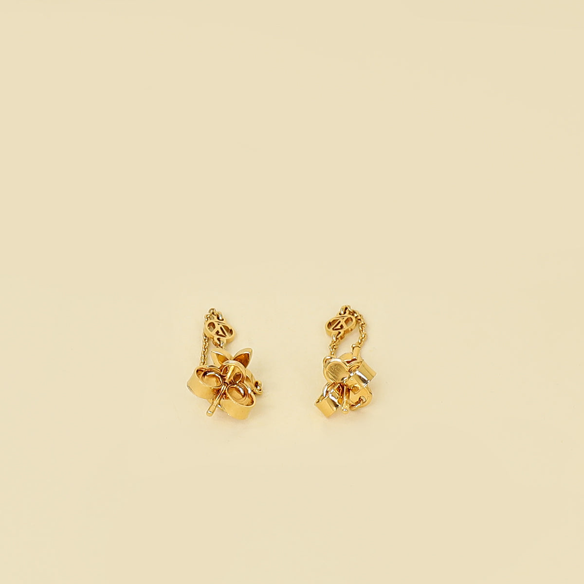 Louis Vuitton Gold Finish Petit Louis Earrings-Louis Vuitton-THE CLOSET