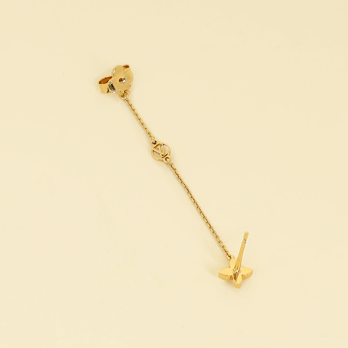 Louis Vuitton Gold Finish Petit Louis Earrings-Louis Vuitton-THE CLOSET